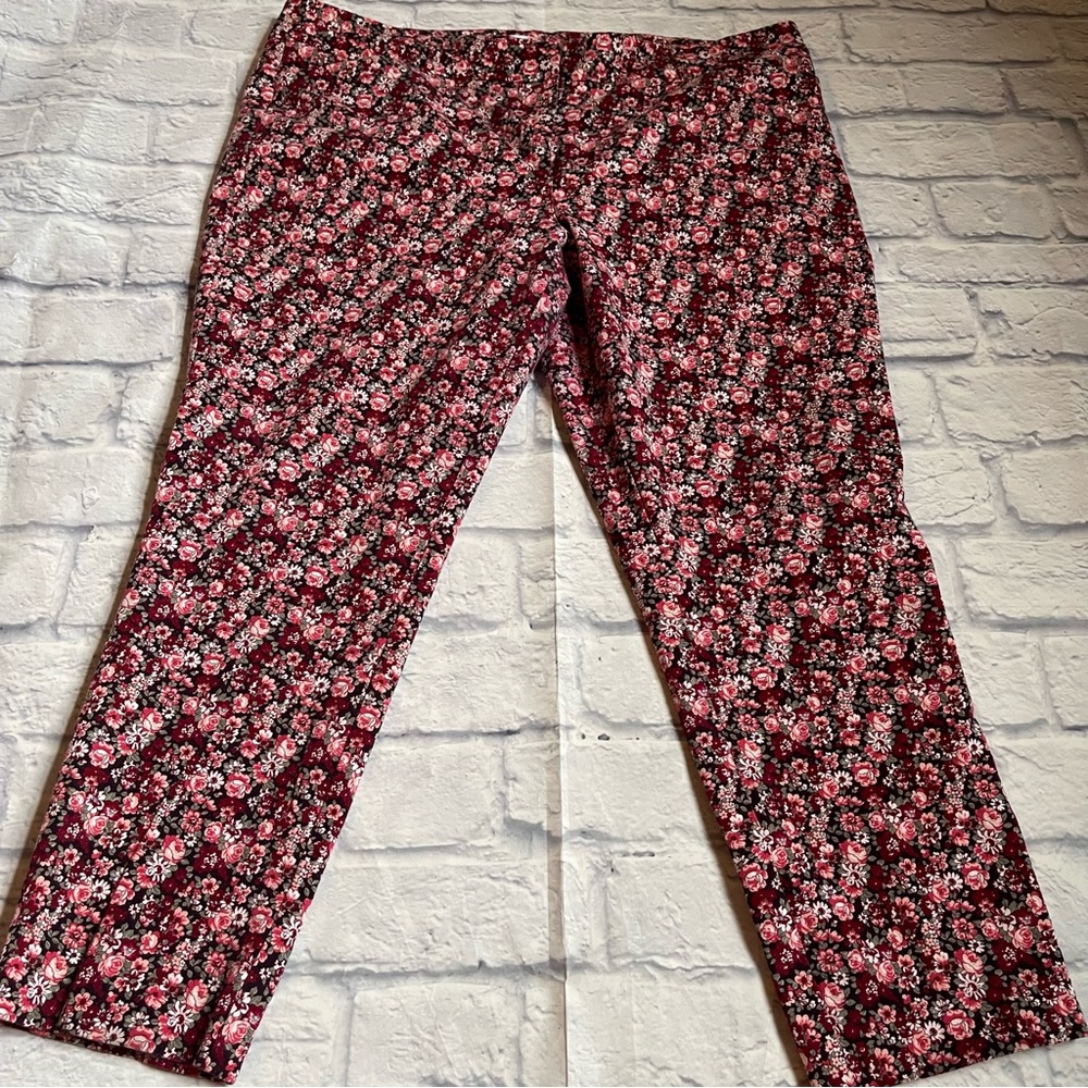 New York & Company Floral Stretch Pants with Pink Accents